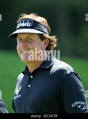 Rochester, New York, USA. Le 06 août, 2013. Phil Mickelson lors d'une ronde de pratique lors de la 95e Championnat de la PGA à Oak Hill Country Club à Rochester, New York. Credit : Action Plus Sport/Alamy Live News Banque D'Images