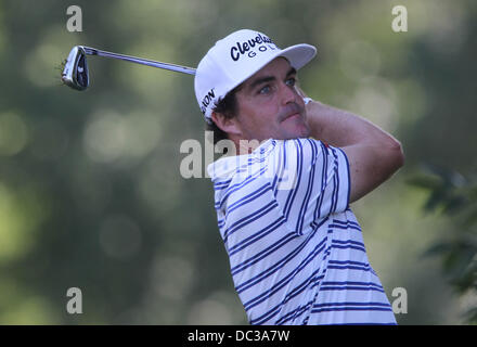 Rochester, New York, USA. Le 06 août, 2013. Keegan Bradley pendant une ronde de pratique lors de la 95e Championnat de la PGA à Oak Hill Country Club à Rochester, New York. Credit : Action Plus Sport/Alamy Live News Banque D'Images