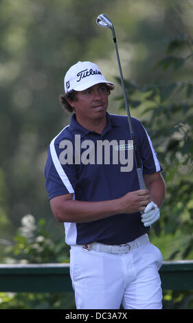 Rochester, New York, USA. Le 06 août, 2013. Jason Dufner pendant une ronde de pratique lors de la 95e Championnat de la PGA à Oak Hill Country Club à Rochester, New York. Credit : Action Plus Sport/Alamy Live News Banque D'Images