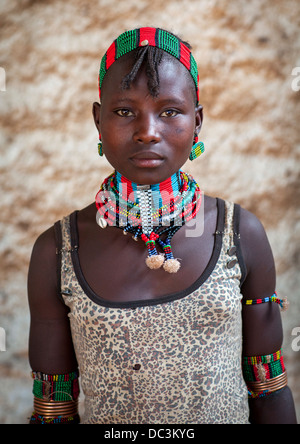 Hamer adolescent, Dimeka, vallée de l'Omo, Ethiopie Banque D'Images