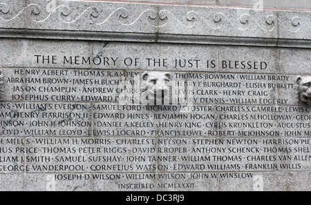 Inscription sur le Robert Gould Shaw Memorial, Boston, Massachusetts, USA Banque D'Images