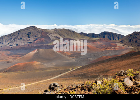 Vue à l'intérieur du grand cratère de Haleakala sur Maui, Hawaii. Banque D'Images