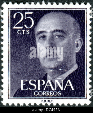 Espagne-VERS 1955 : timbre imprimé dans l'Espagne, montre le général Francisco Franco, vers 1955 Banque D'Images