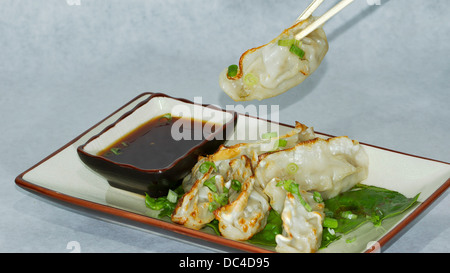 Authentic Japanese Food photographiés avec un flair de l'Amérique contemporaine. Quenelles japonais avec de la sauce soja. Banque D'Images