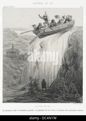 La Cascade de COO, située en Belgique, est une attraction touristique populaire. Cette image met en valeur les visiteurs qui profitent d’une promenade en bateau près des chutes, offrant une expérience émotionnelle et pittoresque. Banque D'Images