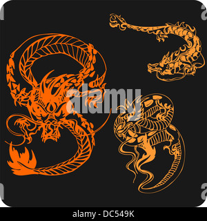 Dragons chinois - Set. Banque D'Images