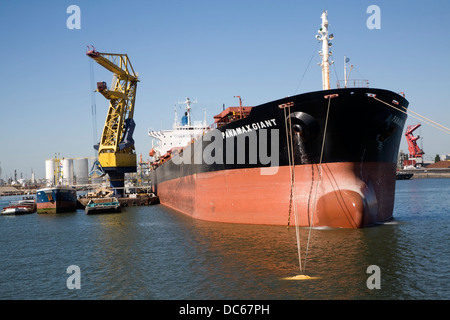 Géant navire vraquier Panamax à Botlek Port de Rotterdam, Pays-Bas Banque D'Images