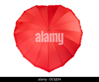 Parapluie en forme de coeur isolé sur fond blanc Banque D'Images