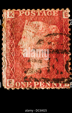 Timbre rouge penny britannique Banque D'Images