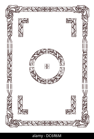 Ancien cadre floral avec des éléments typographiques et alternative solution frontière Banque D'Images