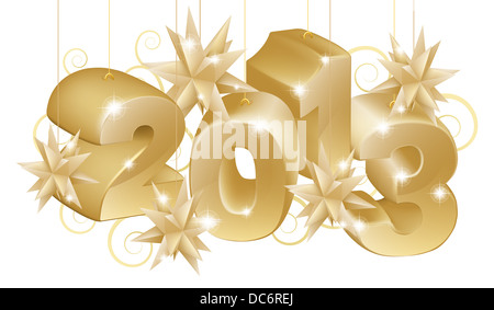 Or les décorations de Noël ou arbre de Noël baubles lecture 2013 Banque D'Images