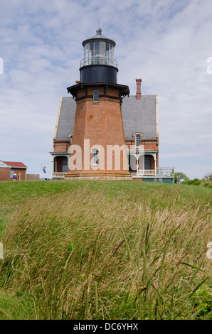 Rhode Island, Block Island, Mohegan Bluffs, Sud-Est, Phare. Monument Historique, ch. 1887. Banque D'Images