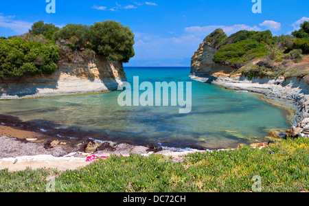 Canal D'Amour à la plage de Sidari, l'île de Corfou en Grèce Banque D'Images