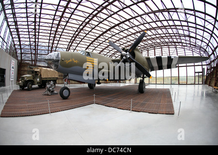 Bomber avec D-Day marquages, exposition au Musée à Utah Beach, en Normandie, en France, l'opération Overlord, D-Day. Banque D'Images