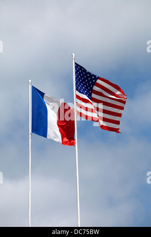 Les drapeaux américains et français, l'entente cordiale Banque D'Images