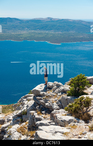 Observation touristique Hvar Channel de Vidova Gora, Croatie Banque D'Images