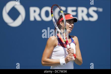 Toronto, Canada. 10 août, 2013. Rogers Canadian Open tennis championships. Sorana Cirstea de Roumanie célèbre la victoire lors de la Demi Finale du concours des célibataires femmes : Action Crédit Plus Sport/Alamy Live News Banque D'Images