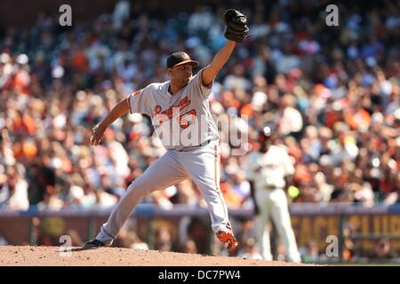 San Francisco, CA, USA. 10 août, 2013. Le 10 août 2013 San Francisco, CA.Baltimore Orioles pitcher Francisco Rodriguez au cours de l'action dans un match contre les Giants de San Francisco à AT & T Park à San Francisco, Californie. Les Giants ont remporté 3-2.Daniel Gluskoter/CSM/Alamy Live News Banque D'Images