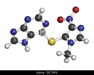 L'Azathioprine immunosuppresseur, la structure chimique. Utilisé pour prévenir le rejet de greffe et dans pour traiter des maladies auto-immunes Banque D'Images