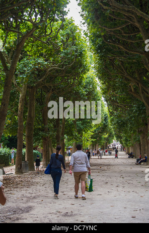 Paris, France, couples à pied, sur le chemin du Parc de la ville, jardin des plantes, été, jardin urbain Banque D'Images