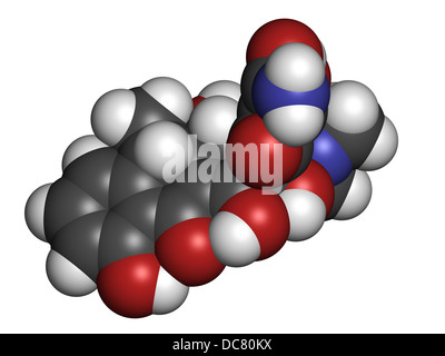 Doxycycline antibiotique tétracycline (classe), la structure chimique. Les atomes sont représentés comme des sphères de couleur classiques Banque D'Images