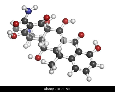 Doxycycline antibiotique tétracycline (classe), la structure chimique. Les atomes sont représentés comme des sphères de couleur classiques Banque D'Images