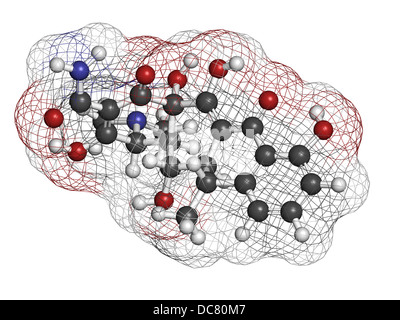 Doxycycline antibiotique tétracycline (classe), la structure chimique. Les atomes sont représentés comme des sphères de couleur classiques Banque D'Images