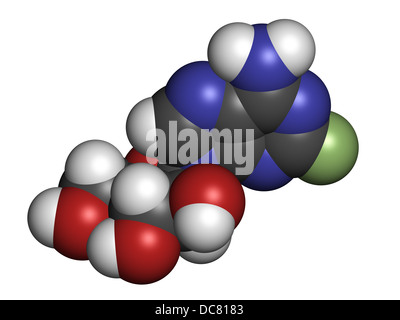 Cancer du sang de fludarabine, structure chimique des drogues. Les atomes sont représentés comme des sphères avec codage couleur classiques Banque D'Images