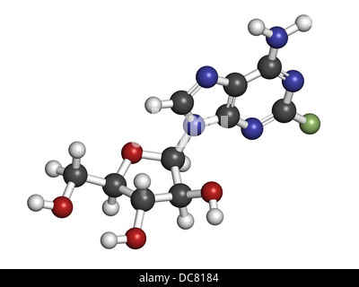 Cancer du sang de fludarabine, structure chimique des drogues. Les atomes sont représentés comme des sphères avec codage couleur classiques Banque D'Images