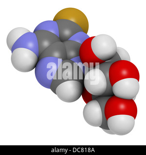 Cancer du sang de fludarabine, structure chimique des drogues. Les atomes sont représentés comme des sphères avec codage couleur classiques Banque D'Images