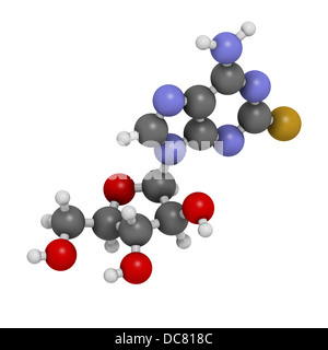 Cancer du sang de fludarabine, structure chimique des drogues. Les atomes sont représentés comme des sphères avec codage couleur classiques Banque D'Images