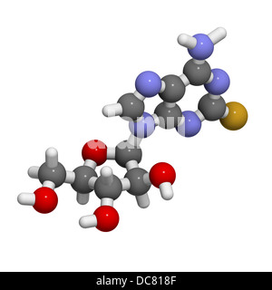 Cancer du sang de fludarabine, structure chimique des drogues. Les atomes sont représentés comme des sphères avec codage couleur classiques Banque D'Images