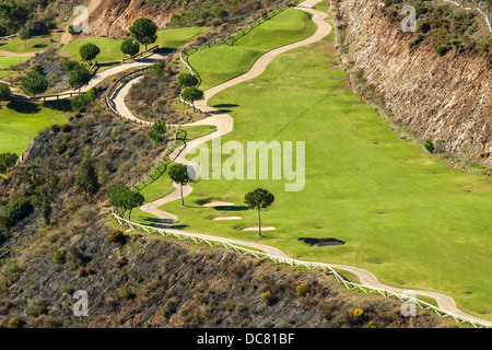 Paysage vert de golf en Andalousie, Espagne Banque D'Images