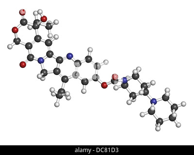 L'irinotécan médicament de chimiothérapie du cancer, la structure chimique. Les atomes sont représentés comme des sphères avec codage couleur classiques Banque D'Images