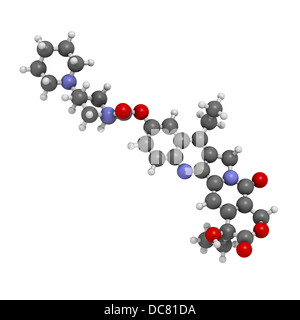 L'irinotécan médicament de chimiothérapie du cancer, la structure chimique. Les atomes sont représentés comme des sphères avec codage couleur classiques Banque D'Images