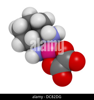 L'oxaliplatine cancer médicament de chimiothérapie, la structure chimique. Les atomes sont représentés comme des sphères avec codage couleur classiques Banque D'Images