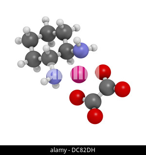 L'oxaliplatine cancer médicament de chimiothérapie, la structure chimique. Les atomes sont représentés comme des sphères avec codage couleur classiques Banque D'Images