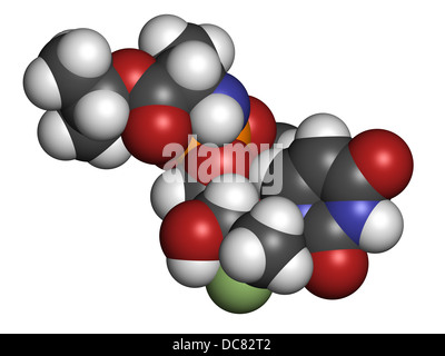 Expérimental Sofosbuvir (2013) de l'hépatite C, la structure chimique des médicaments. Banque D'Images