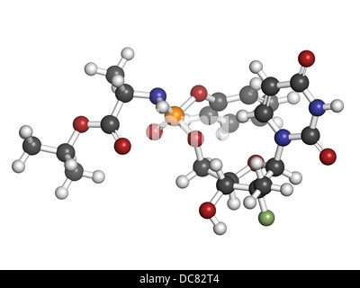 Expérimental Sofosbuvir (2013) de l'hépatite C, la structure chimique des médicaments. Banque D'Images