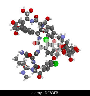 Glycopeptide Vancomycine antibiotique (classe), la structure chimique. Les atomes sont représentés comme des sphères de couleur classiques Banque D'Images