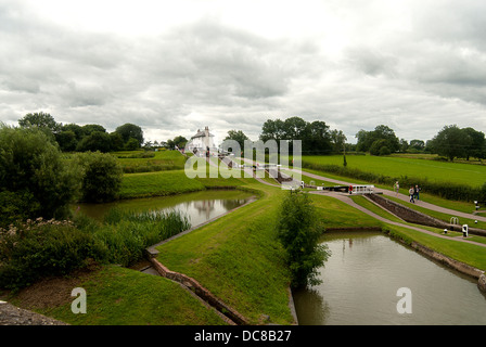 Avis de foxton locks de toit, vous êtes en mesure de voir clairement les serrures de trois Banque D'Images