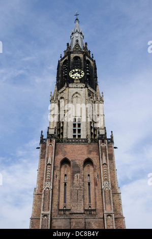 Flèche de l'Oude Kerk (vieille église) à Delft, Pays-Bas Banque D'Images