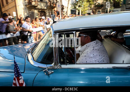 Senigallia, Italie. 10 août, 2013. Jamboree d'été 6e jour [International Festival 60's revival Rock & Roll] VIEUX USA parade Voiture à Senigallia, Italie le Aug 10, 2013. Credit : Valerio Agolino/Alamy Live News Banque D'Images