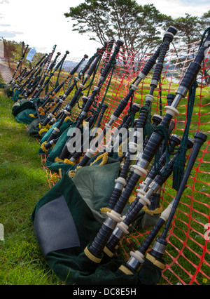La cornemuse à l'île de Skye 2013 Highland Games a tenu à Portree, Ecosse, Royaume-Uni Banque D'Images