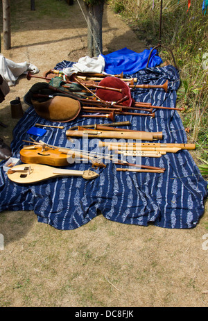 Fayre médiévale montrant les instruments de musique à Arundel Cast;e à Arundel - West Sussex - UK Banque D'Images