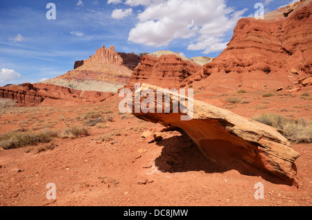 Capitol Reef National Park, Utah, USA avec le Château des rochers en arrière-plan Banque D'Images