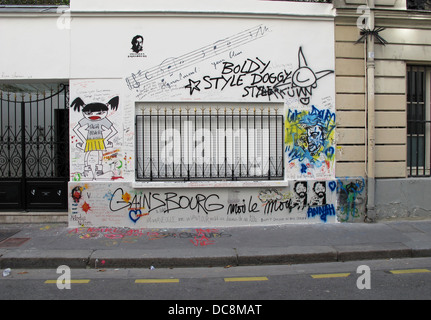 Graffiti sur le mur de la maison de Serge Gainsbourg, rue de Verneuil Paris,France,rive gauche Banque D'Images