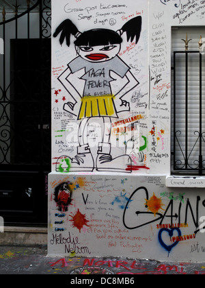 Graffiti sur le mur de la maison de Serge Gainsbourg, rue de Verneuil Paris,France,rive gauche Banque D'Images