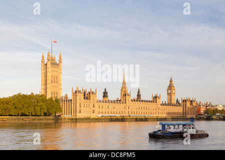 Les chambres du parlement baigné de lumière tôt le matin, Londres, Angleterre Banque D'Images