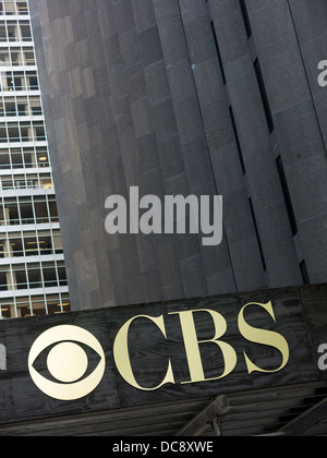 Logo signe CBS et de l'édifice, NYC Banque D'Images